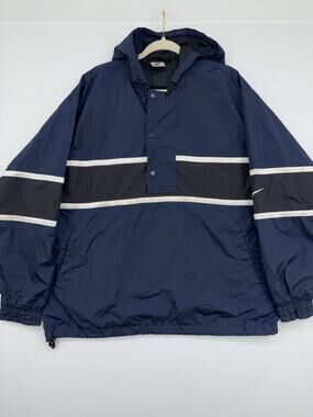 Rare VTG NIKE Striped Swoosh Center Striped Pullover Anorak Jacket 90s 2000s Med